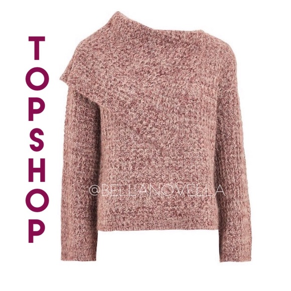 TOPSHOP PINK LOFTY ENVELOPE NECK SWEATER sz 8 US - Picture 3 of 9